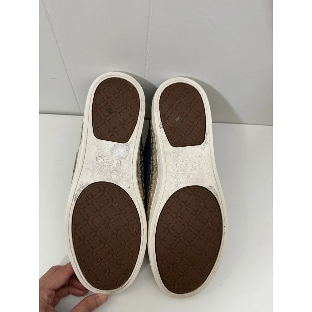 Ugg Eyan II Blue Espadrille Canvas Lace-Up Sneakers Shoes Womens Size 9 Preppy